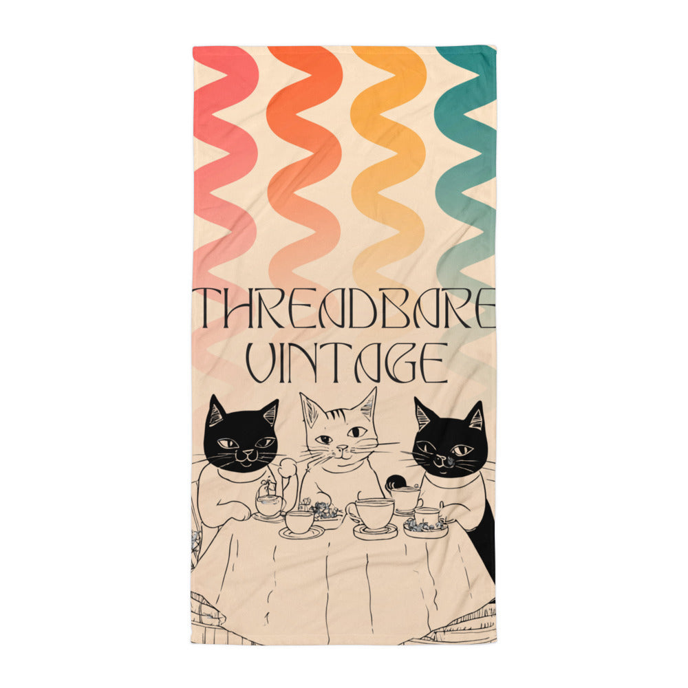 THREADBARE Collection | Cats At A Tea Party Beach Towel