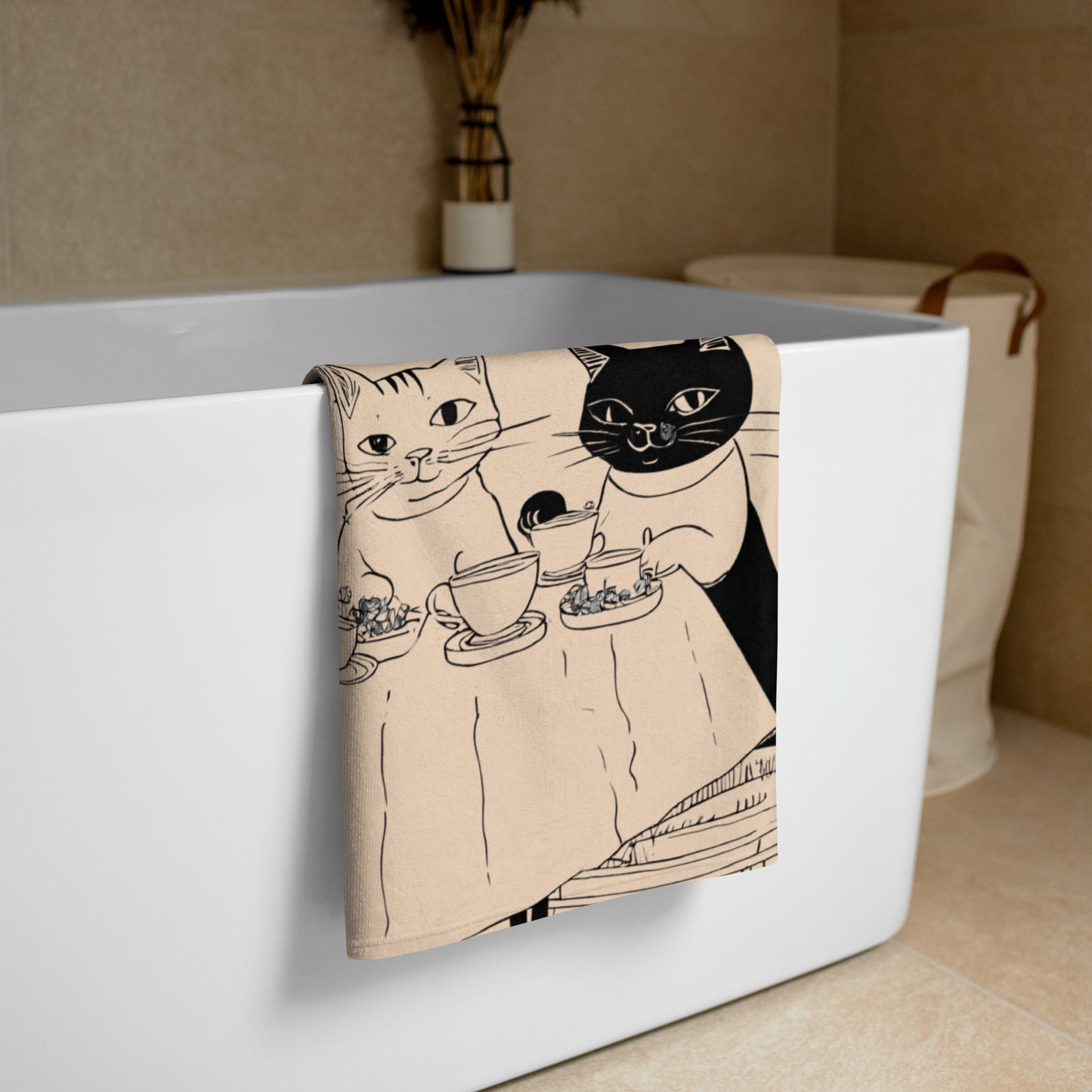 THREADBARE Collection | Cats At A Tea Party Beach Towel